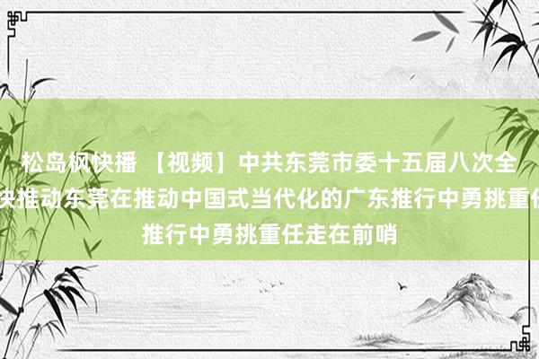 松岛枫快播 【视频】中共东莞市委十五届八次全会召开 勤快推动东莞在推动中国式当代化的广东推行中勇挑重任走在前哨